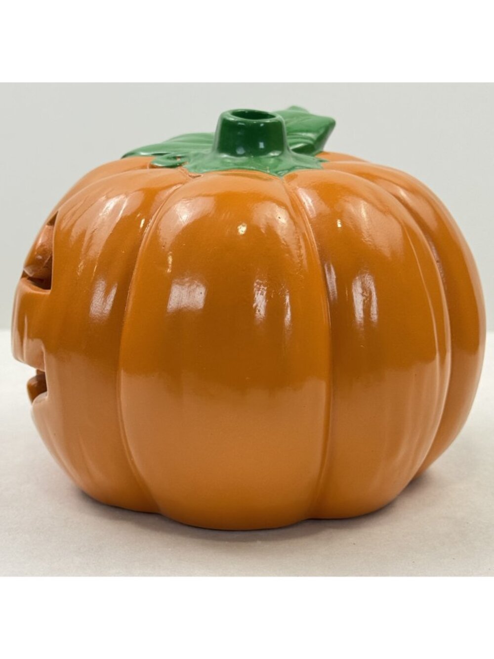 Vtg 1988 Flambro Ceramic Jack O' Lantern Pumpkin Halloween Candle Holder #1542A - Picture 3 of 16